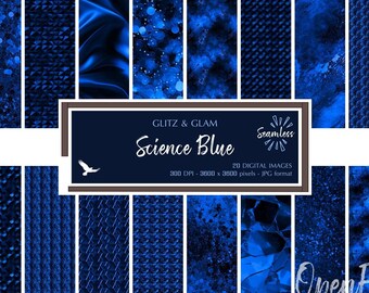 Science Blue Glitz & Glam Digital Paper - Bright Dark Blue Texture Backgrounds - Instant Bargain Sale Digital Download for Commercial Use