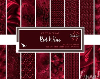Red Wine Glitz & Glam Digital Paper - Dark Lovely Maroon Red Texture Backgrounds - Instant Bargain Sale Digital Download for Commercial Use