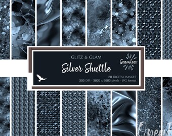 Silver Shuttle Glitz & Glam Digital Paper - Bright Dark Silver Texture Backgrounds - Instant Bargain Digital Download for Commercial Use