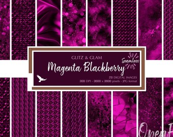 Magenta Blackberry Glitz & Glam Digital Paper - Bright Dark Texture Backgrounds - Instant Bargain Sale Digital Download for Commercial Use