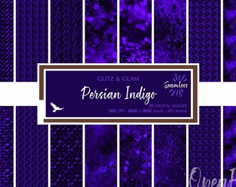 Persian Indigo Glitz & Glam Digital Paper - Dark Purple Texture Backgrounds - Instant Bargain Sale Digital Download for Commercial Use
