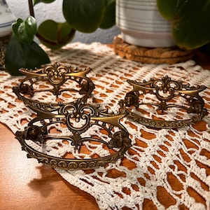 Vintage Brass Drawer Pulls 3 Total Victorian or Art Nouveau Style