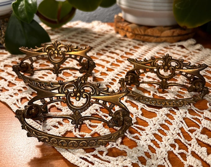Vintage Brass Drawer Pulls 3 Total Victorian or Art Nouveau Style
