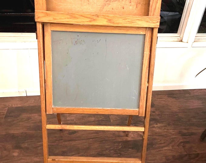 Vintage National School Slate Company Oak Folding Childs Chalkboard Easel