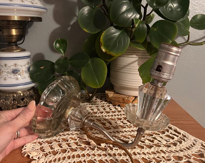 Vintage Fauceted Cut Glass Hanging Wall Light Fixture Rewire Needed. Please Read