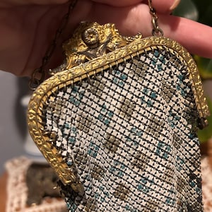 Antique Mandalian Enamel Painted Mesh Art Deco Purse With Liner. 1920s Flapper Style image 15