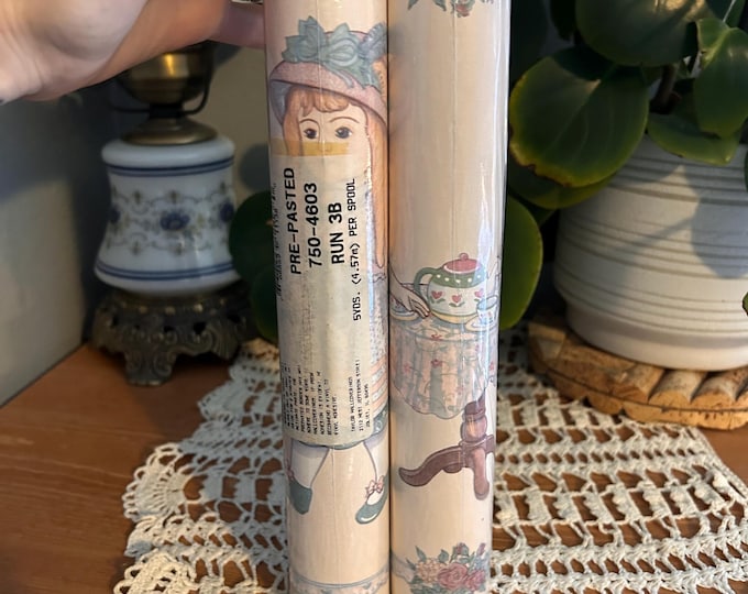 2 Vintage Taylor Wallpaper Border Rolls Victorian Tea Party Holly Hobbie Style
