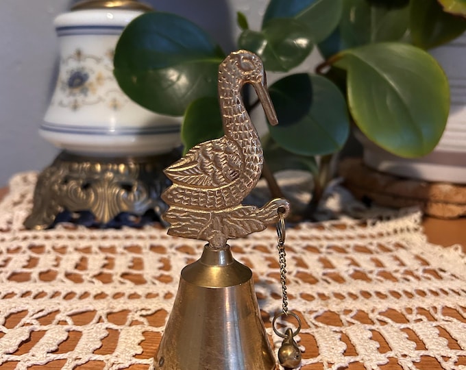 Vintage Brass Swan Bell Made in India Table Dinner Bell Cottage Decor