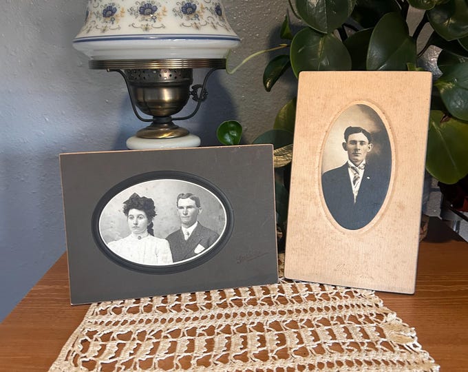 2 Antique Cabinet Card Photos c1895-1910 Bloomfield, IA Photo Studios