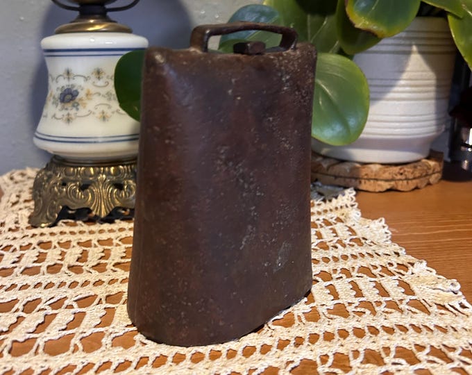 Antique Forged Iron Cow Bell Primitive Farm Livestock Bell Rustic Decor