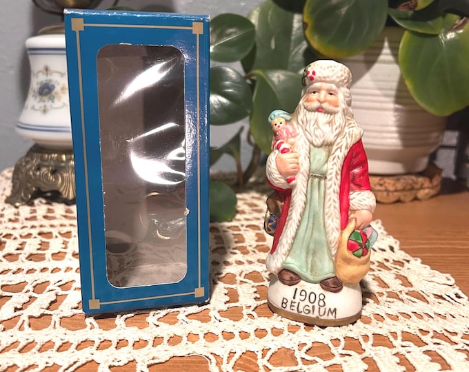 Vintage Old World Santa 1908 Belgium. Porcelain With Box Vintage Dollar General