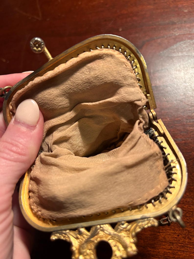 Antique Mandalian Enamel Painted Mesh Art Deco Purse With Liner. 1920s Flapper Style image 19