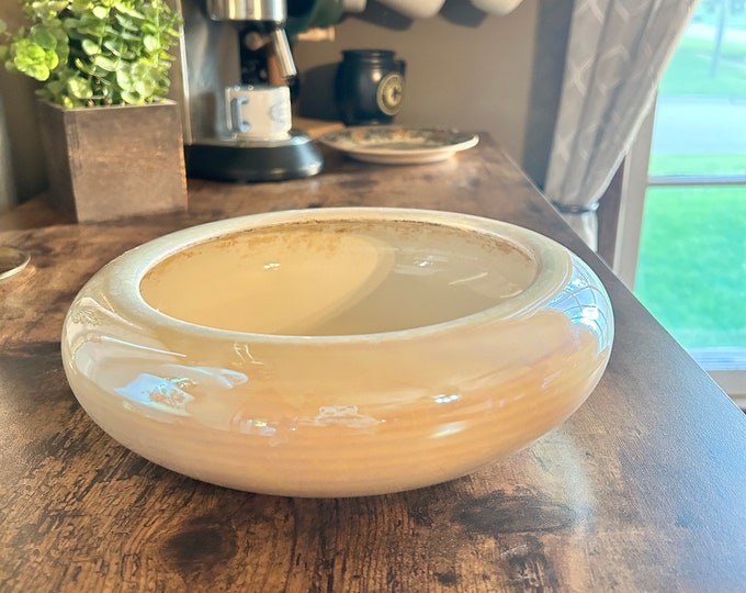 Pier 1 Lusterware Planter Vase: Pearl Glaze Pottery, 9” Round