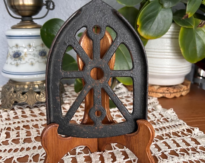 Vintage Cast Iron Trivet, Peacock/Tree of Life Pattern, Americana Decor