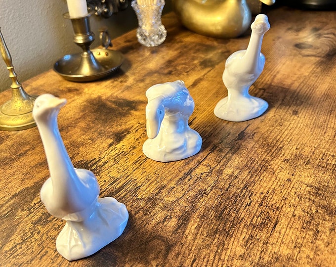 D’Art SA Porcelain Geese Figurines RARE Find! Mint Condition! Set Of 3
