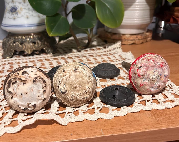 Antique Cast Iron Door Knobs Set with Rosettes Salvaged Architectural Hardware