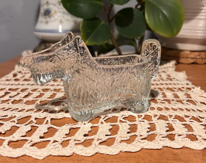 Vintage Textured Glass Scotty Dog Planter – Scottish Terrier Trinket Holder