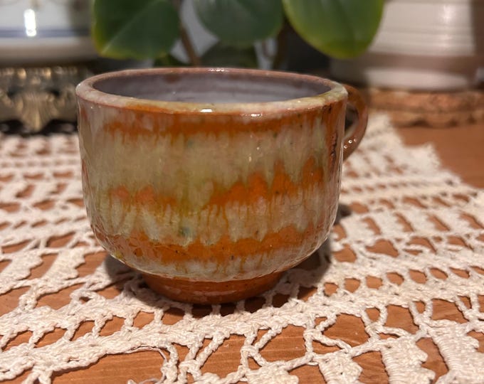 Vintage Clay Pottery Small Cup Made In New Mexico, Southwestern Style
