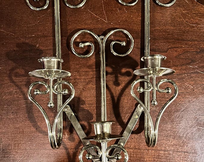 Vintage Home Interior 3 Candle Wall Sconce Vintage Homco Adjustable Gold Brass