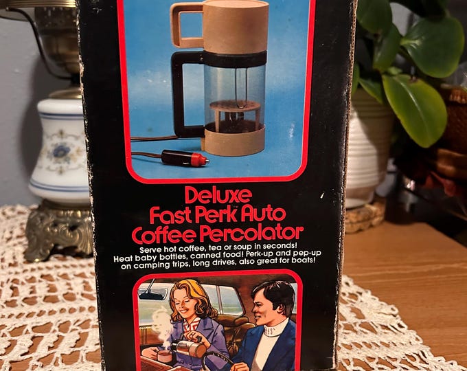 Vintage 12V Auto Coffee Percolator: New Old Stock Camping Travel Mug
