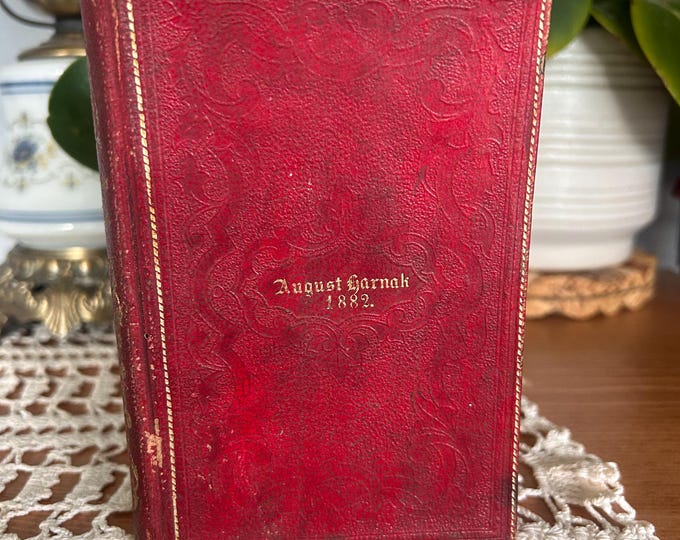 Antique German Hymnal Prayer Book • Red Embossed Leather Gesangbuch (1880)