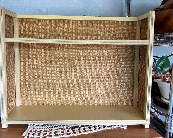 Vintage Mid Century Brown Ratten Vanity Shelf-Tabletop Or Wall