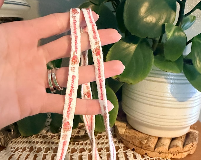 Vintage 1980s Strawberry Shortcake Shoelaces Red White Cotton Retro Rare