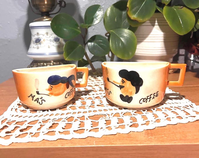 Vintage Ma & Pa Half Coffee Napper Mugs Ozarks Souvenir. Rare And Collectable