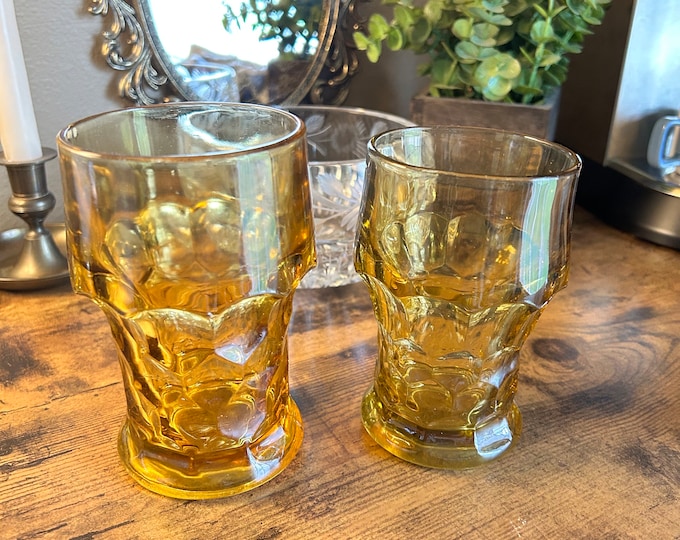 Vintage Anchor Hocking Georgian Amber Glasses - Set of 2