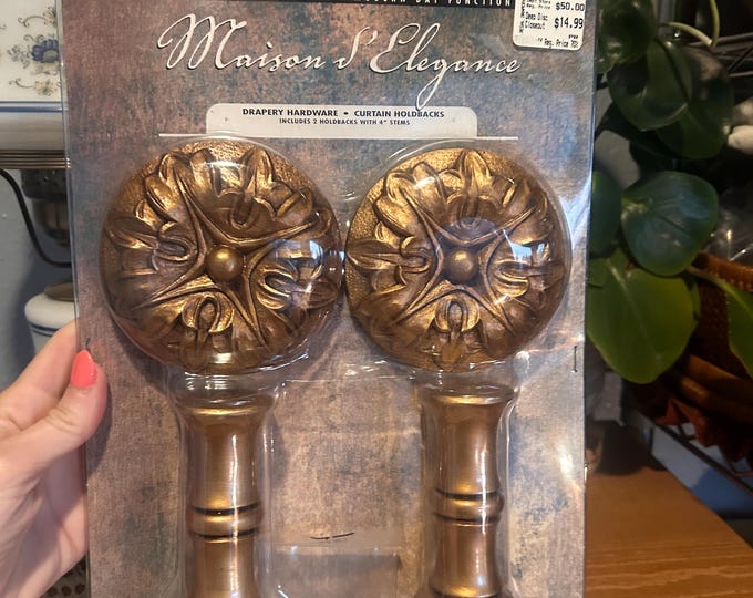 Maison d'Elegance Curtain Holdbacks Set of 2 Floral Bronze Drapery Hardware