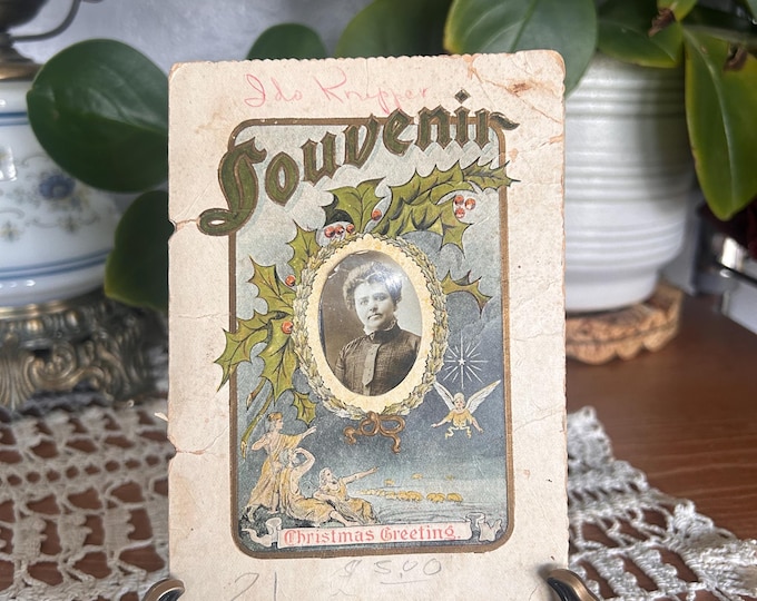 Vintage 1906 Souvenir Christmas Greetings Ida M Knepper Parnell Iowa Antique