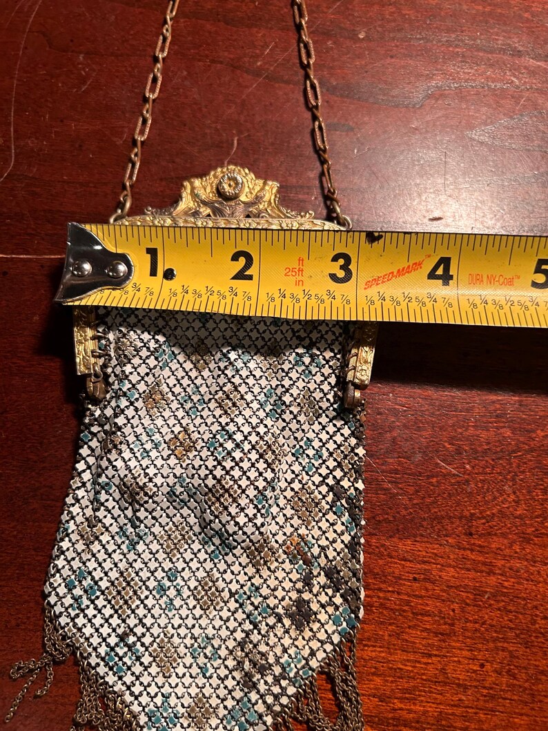 Antique Mandalian Enamel Painted Mesh Art Deco Purse With Liner. 1920s Flapper Style image 18