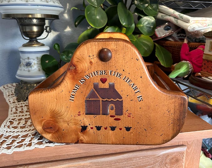 Vintage Primitive Wood Basket Blommers Country Decor Folk Art Farmhouse