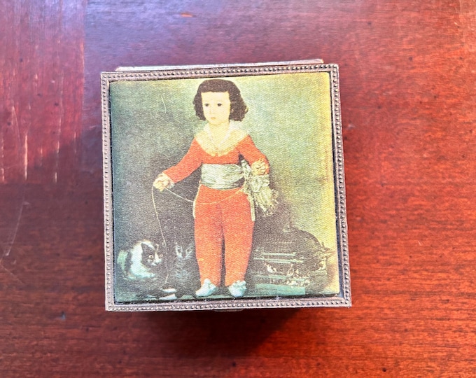 Vintage Trinket Box Don Manuel Osorio De Zuniga By Goya Red Velvet Lined
