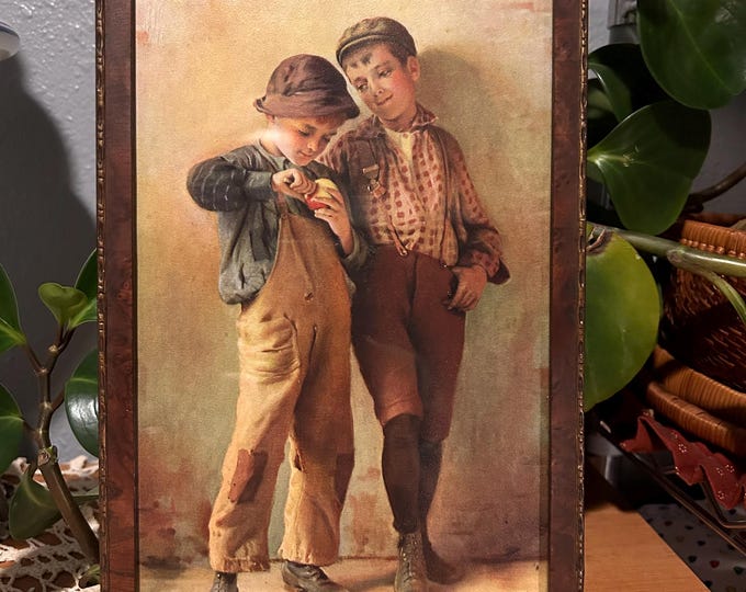 Antique Framed Print by Brown & Bigelow, Frame By Weeks and Breadon in Corry, PA