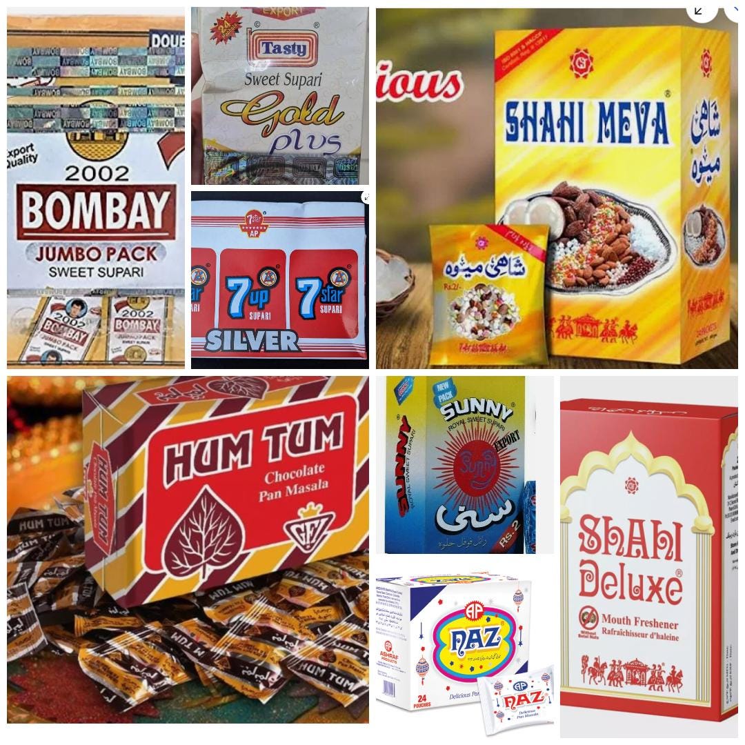 Pick&Mix  50pcs box Suparis/Pan Masala -Betle Nut- Gold plus ,Sunny, Naz pan, Bombay, Shahi Delux, Shahi Meva, 7up Supari.