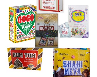 Pick&Mix Suparis/Pan Masala -Bettle Nut- Hum tum ,GoGo, Naz pan, Bombay,Shahi meva , Shahi Delux - 50pcs box