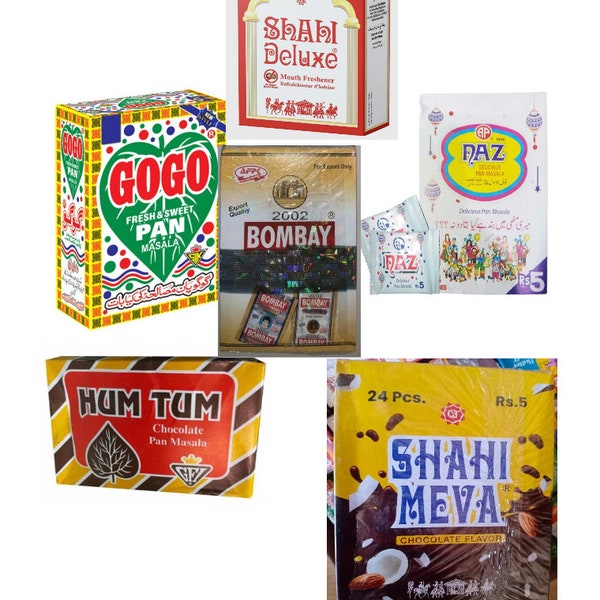 Pick&Mix Suparis/Pan Masala -Bettle Nut- Hum tum ,GoGo, Naz pan, Bombay,Shahi meva , Shahi Delux - 50pcs box