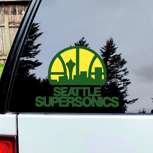 Seattle Supersonics 1990's Vintage Logo Decal | PNW Sonics NBA Team Club Basketball Sticker Phone Case Decals Stanley Wrap | Car Guy Gift