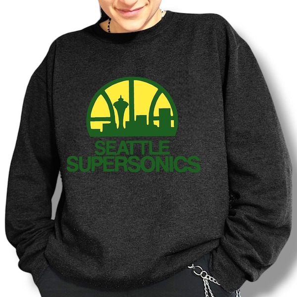 Seattle Supersonics Vintage 90's Logo Basketball Crewneck Sweatshirt | Sonics NBA Team Club Shirt Sports Fan Merch Kemp