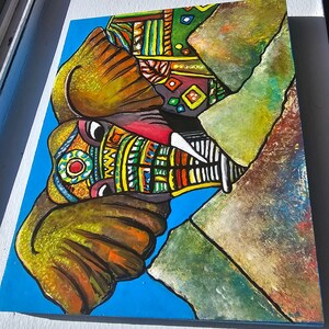 Small Jambo Elephant Acrylic Painting wood canvas Arts hand paintings Animal Varnished Wood panel Original Acrylic Painting Art goodquality image 5