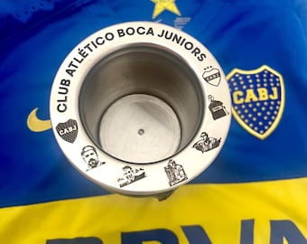 Yerba Mate Stainless Steel interior and stainless steel straw (Boca Juniors)