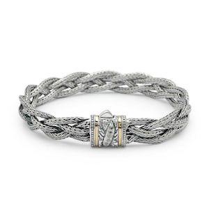 Handmade Bali Braided Sterling Silver Bracelet: Dragon Bone Design, White Topaz