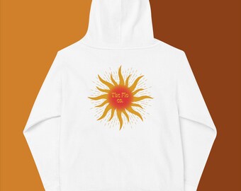 Kids fleece hoodie - The Flo Co. Red Retro Sun Design