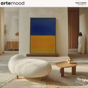 Minimalist Blue Yellow Art Canvas, Blue & Yellow Color Field Art, Rothko Style Art, Chic Living Room Decor Framed Art Print Canvas S39N19_V2
