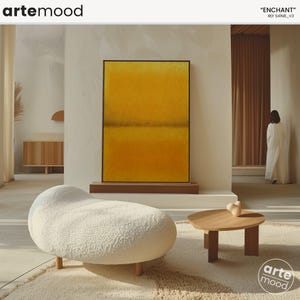 Yellow Minimal Art, Yellow Color Field Art, Minimalist Large Canvas Art, Chic Yellow Wall Decor, Lemon Sun Framed Art Print Canvas S41N8_V3