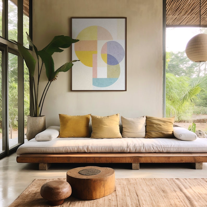 Zen Art Print, Geometric Abstract Canvas Print, Modern Chic Wall Decor, Pastel Colors, Luxurious ...