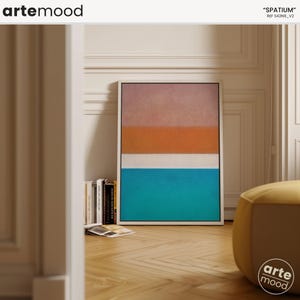 Abstract Color Field Canvas Print: Orange, White & Blue Framed Wall Art S42N9_V2