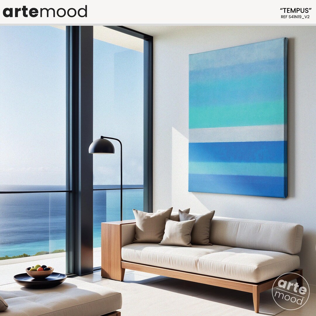 Abstract Blue Color Field Canvas Art Print: Minimalist Gradient Decor ...