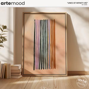 Minimalistische kunstdruk met verticale lijnen: chique pastelkleurige canvas S5N10